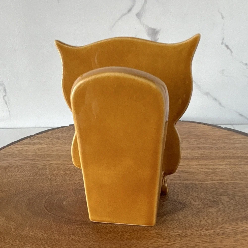 Vintage Glazed Ceramic Owl Napkin Letter Sponge Holder 3D Japan Retro